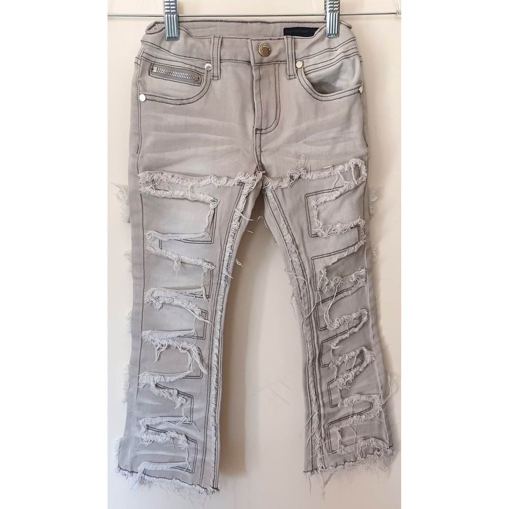Rockstar Original Distressed Jeans Boys 4T Gray Frayed Geometric Streetwear